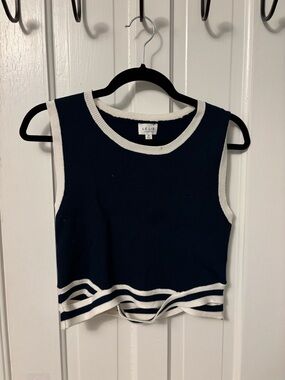 Le Lis Navy & White Stripe Ribbed Tank Top